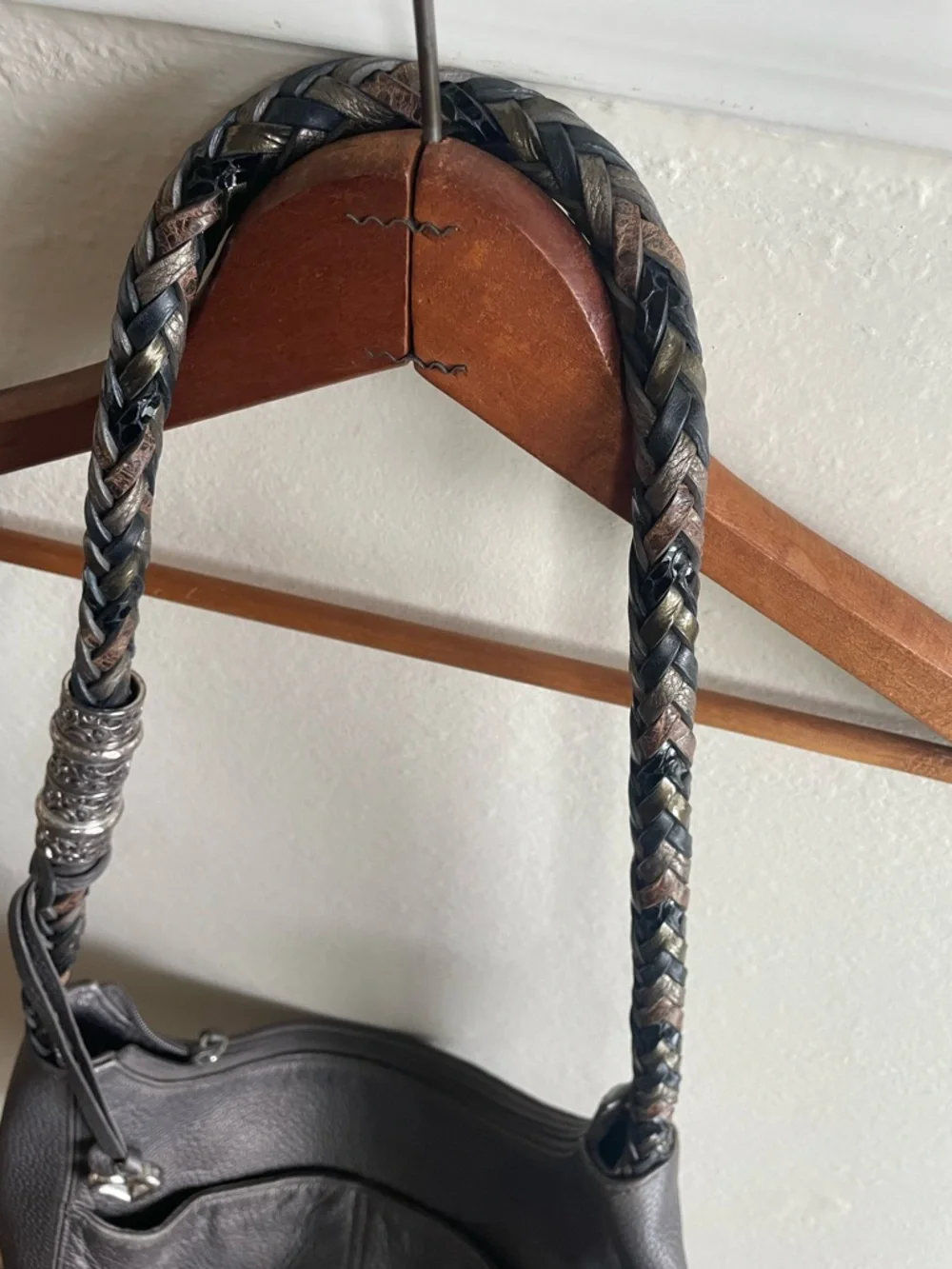 Brighton Barbados Ziptop Hobo Leather Shoulder Bag - Zinc Pearl - Picture 5 of 8